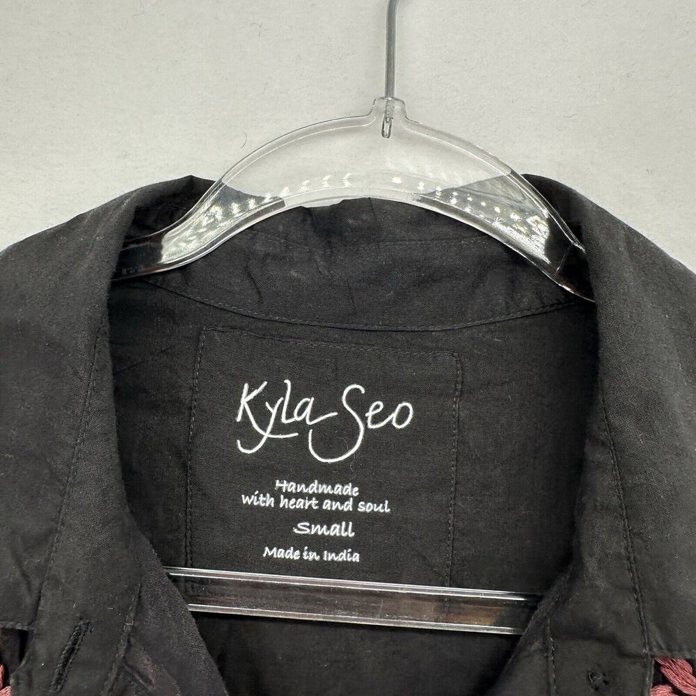 Kyla Seo Willow Maxi Dress Caite Embroidered Long Pockets Small Slip Black NWOT - Picture 5 of 16